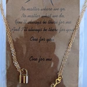 Valentine's gift charm necklace Love heart key and lock 2 necklaces Friends